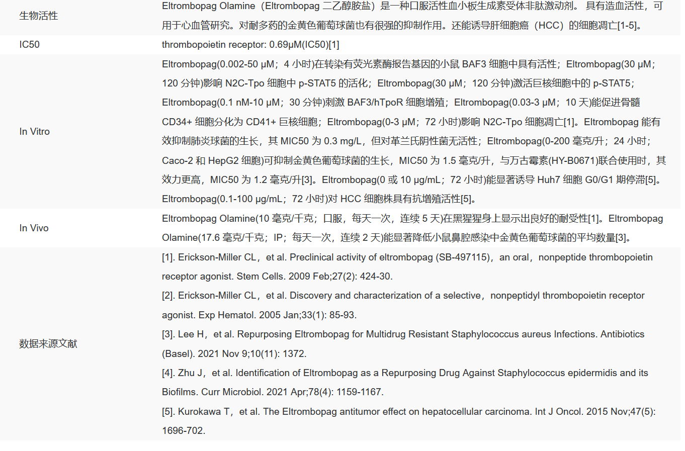 IE1010 Eltrombopag Olamine 免疫学
