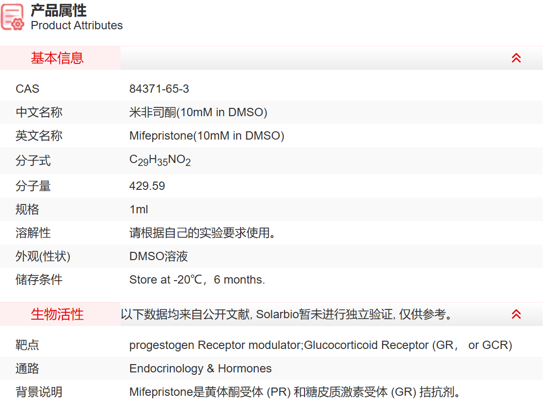 IM03209 米非司酮(10mM in DMSO) 内分泌