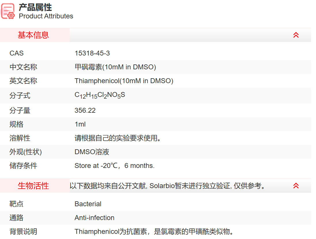 IT01909 甲砜霉素(10mM in DMSO) 抗感染