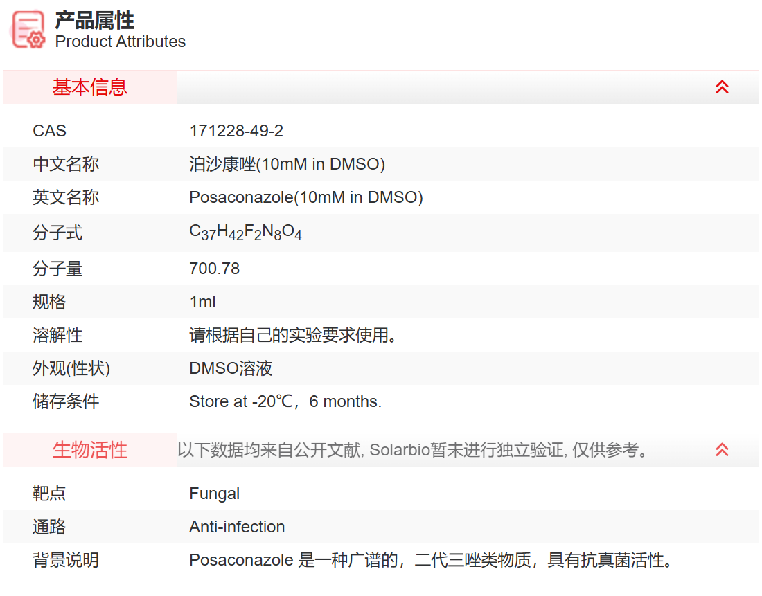 IP11209 泊沙康唑(10mM in DMSO) 抗感染