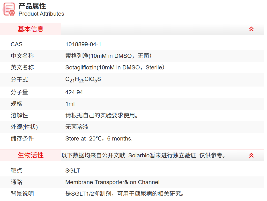 IS20801 索格列净(10mM in DMSO，无菌） 