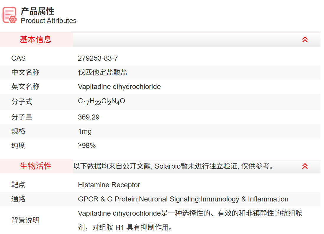IV2130 伐匹他定盐酸盐 抑制剂/拮抗剂/激动剂 索莱宝