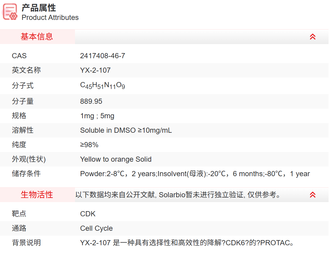 IY0450 YX-2-107 抑制剂/拮抗剂/激动剂 索莱