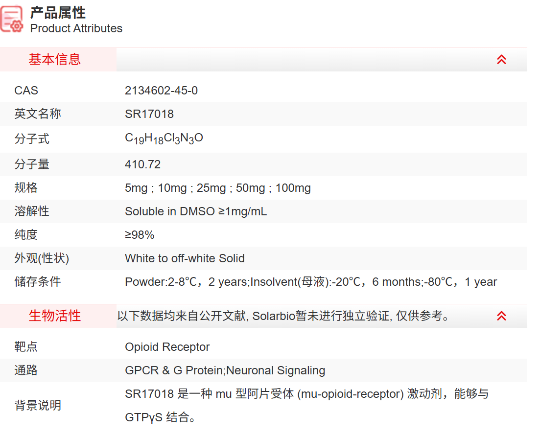 IS8870 SR17018 抑制剂/拮抗剂/激动剂 索莱宝