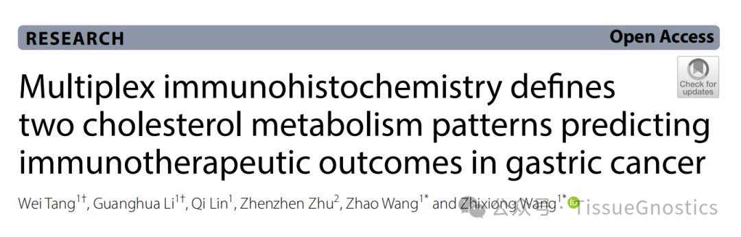 借助Tissue Cytometry多重免疫荧光定量分析技术定义胃癌免疫治疗效果的评估模式