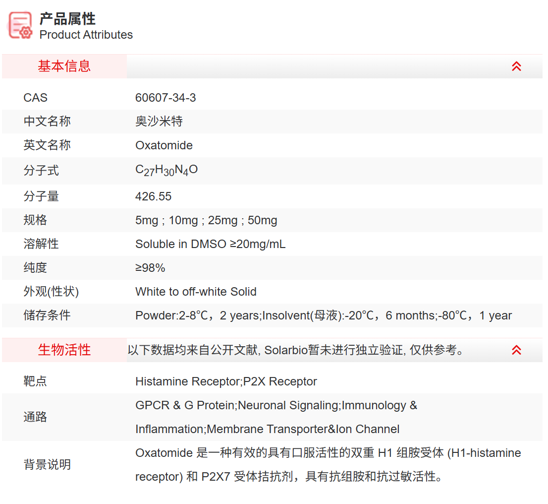 IO2800 奥沙米特 抑制剂/拮抗剂/激动剂 索莱宝