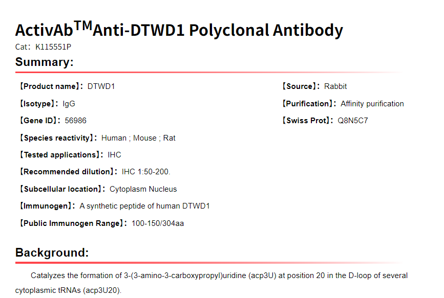 K115551P Anti-DTWD1 Polyclonal