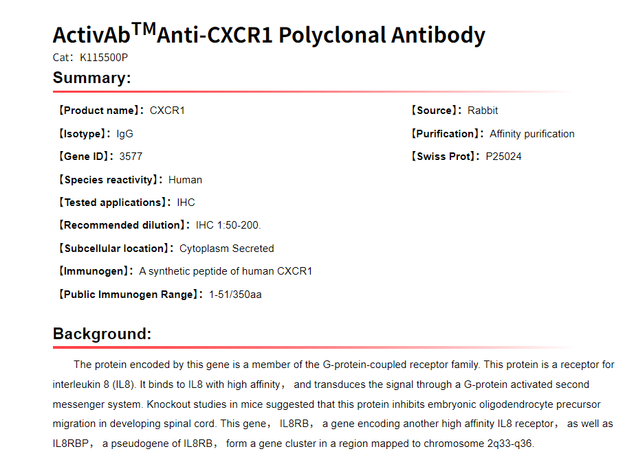 K115500P Anti-CXCR1 Polyclonal