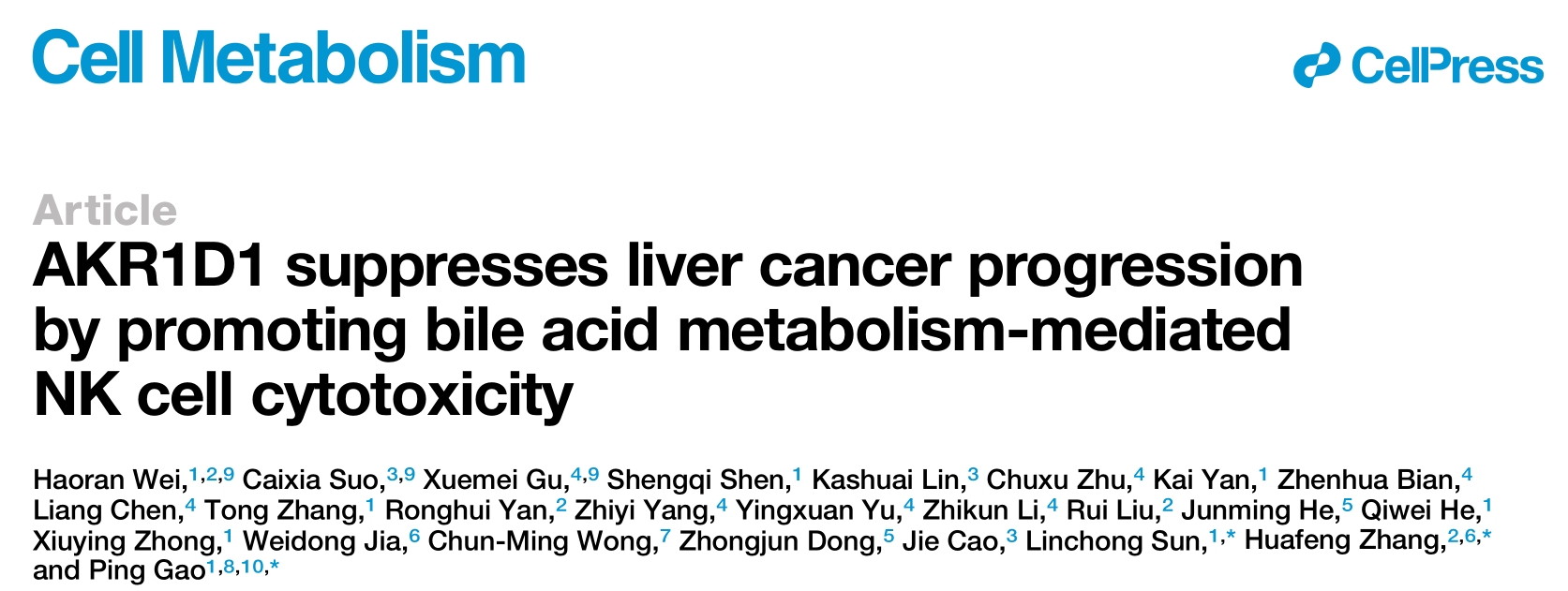 AKR1D1通过胆汁酸代谢与NK细胞毒性按下肝癌“减速键”