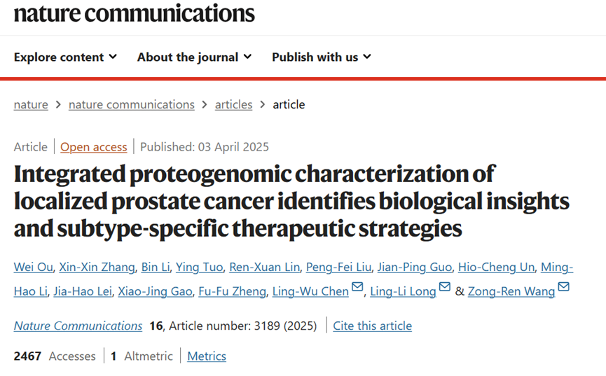 Tissue Cytometry结合空间多组学分析揭示前列腺癌亚型特异性治疗策略