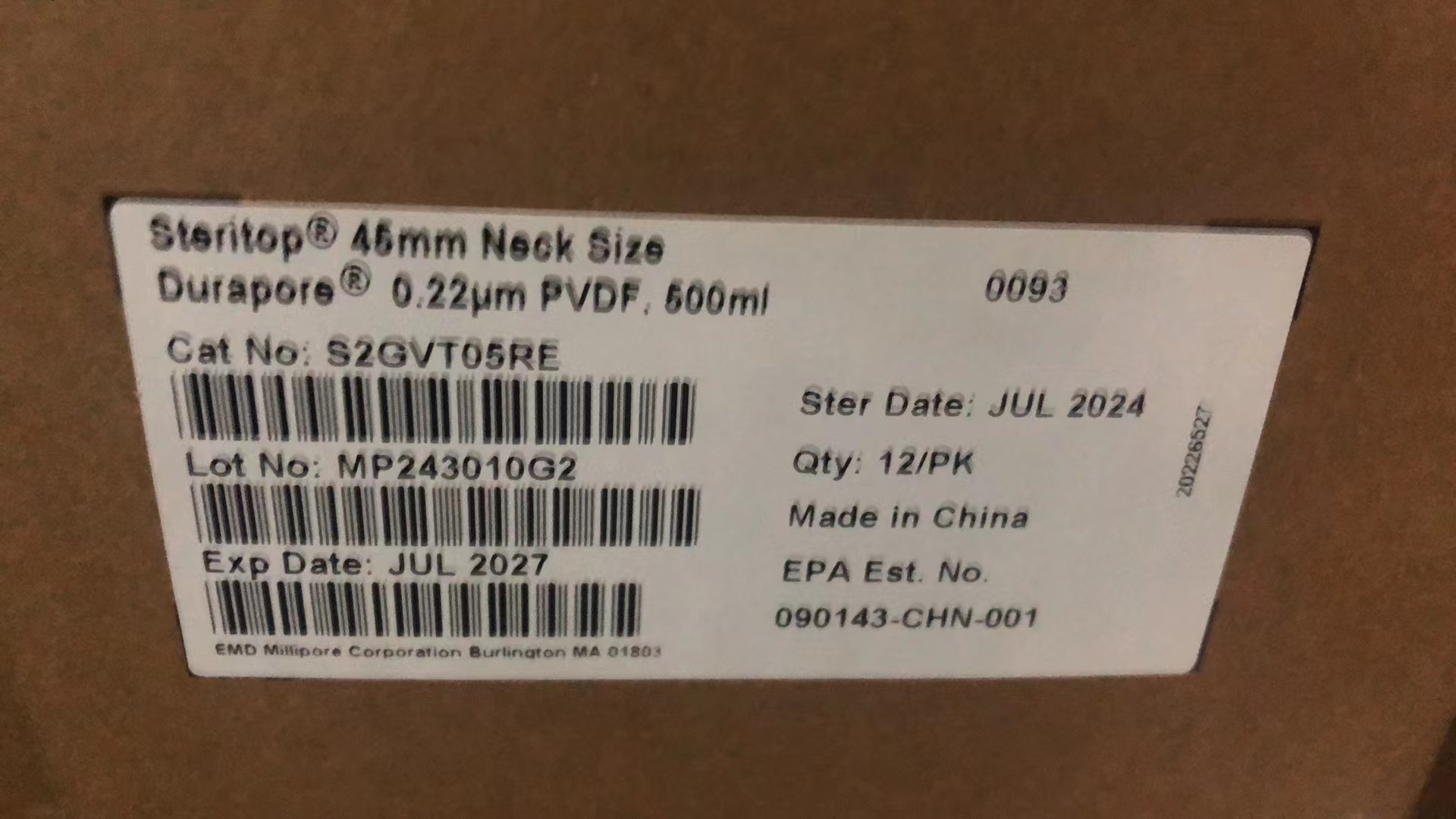 Millipore货号S2GVT05RE现货Steritop