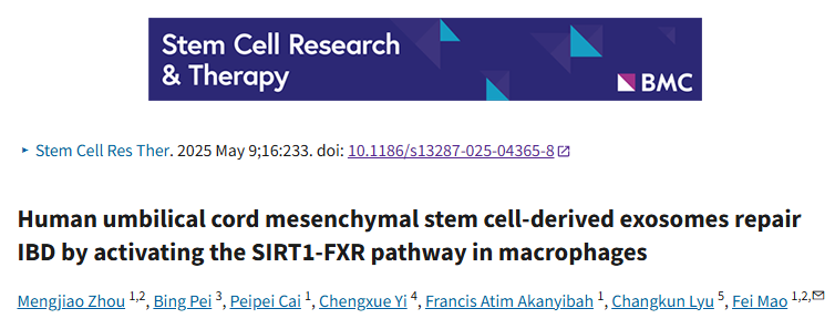 外泌体携手神秘“队友”超燃出击！7分+研究揭秘：hucMSC-Ex如何凭借FXR乙酰化“拿捏”IBD？