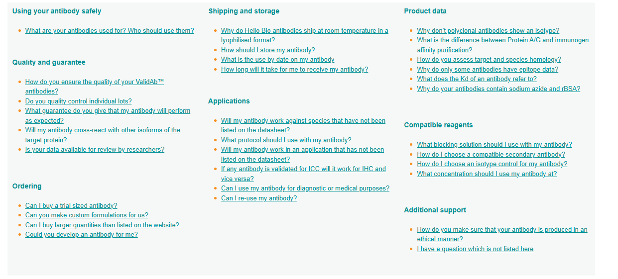 Technical FAQs for antibodies