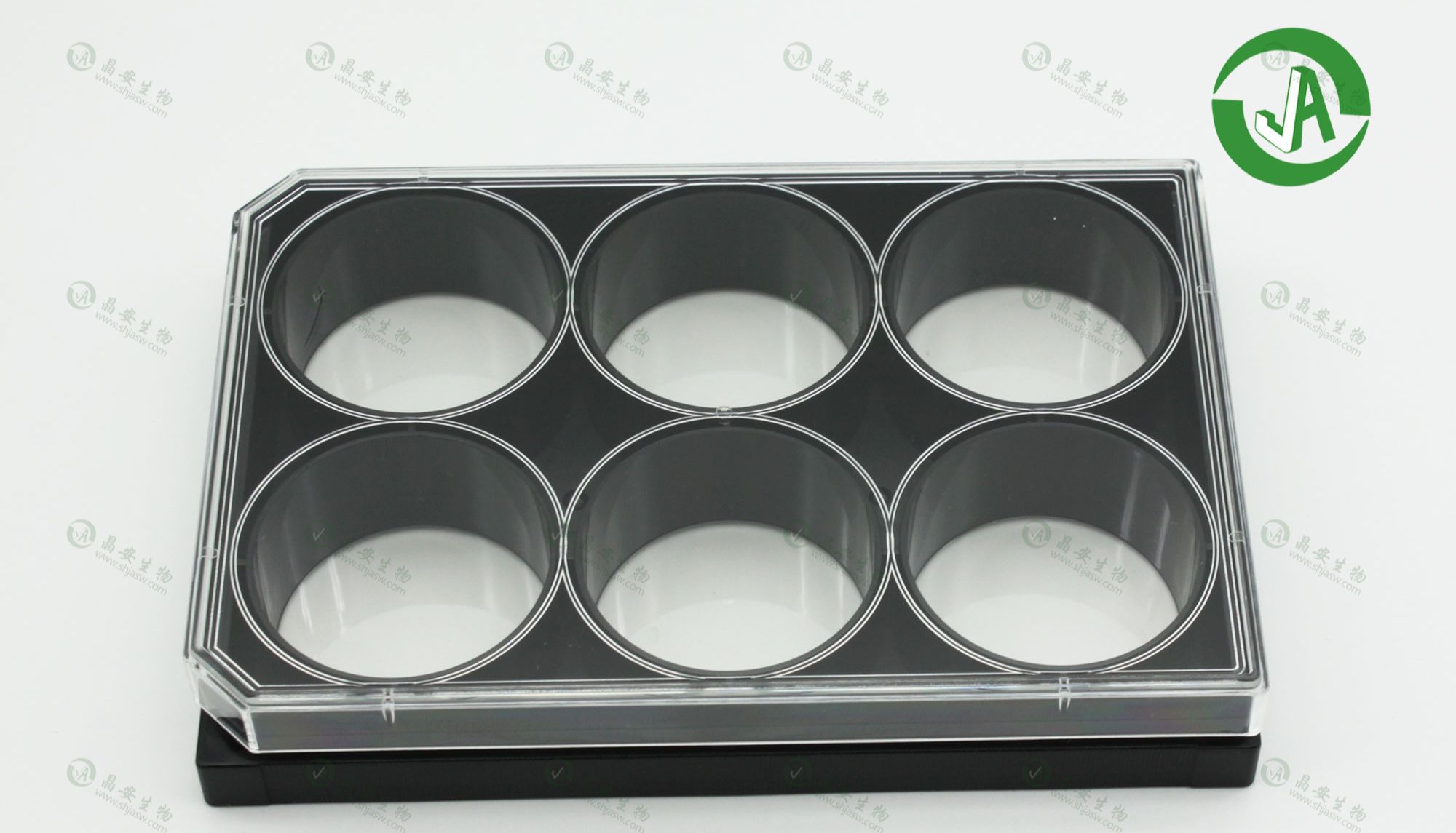 上海晶安黑色玻璃底细胞培养板6孔12孔24孔96孔384孔激光共聚焦专用玻底板