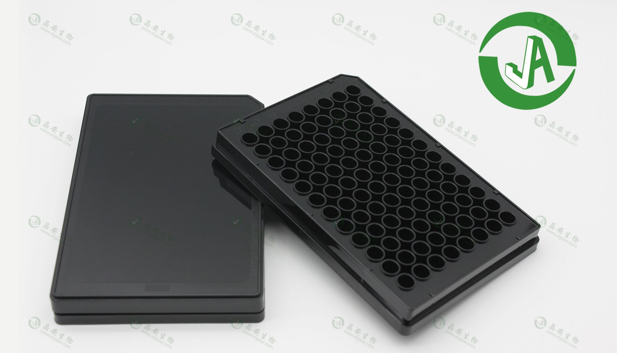 上海晶安黑色不可拆卸96孔酶标板/酶标仪用96孔全黑荧光酶标板