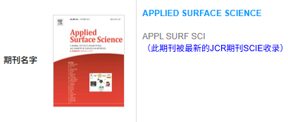恭喜！IF 6.3！中科院2区期刊《Applied Surface Science》已成功发表！