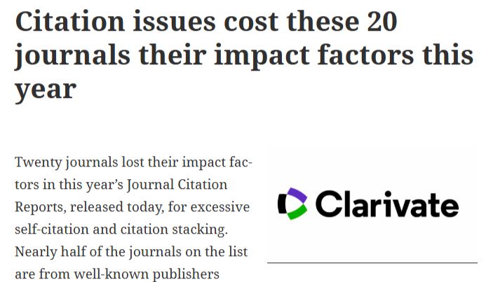 投稿时要注意了！这20本期刊被取消影响因子