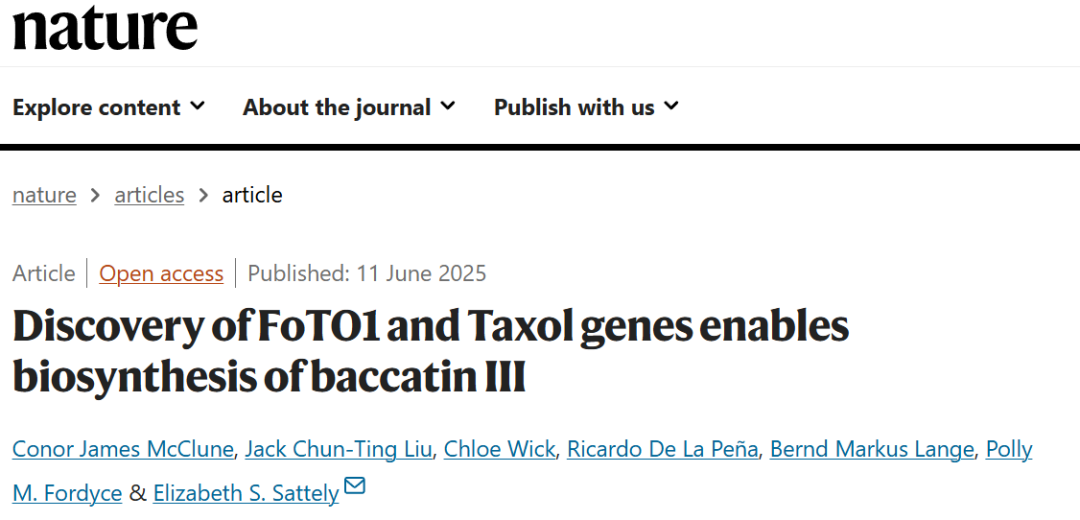 单细胞技术破解50年抗癌药困局！斯坦福团队在烟草中合成紫杉醇前体，登顶《Nature》