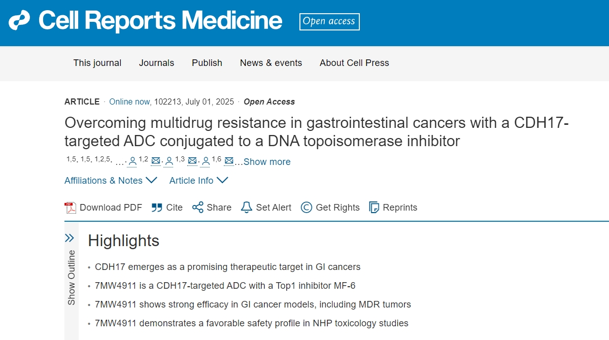 瀚江小动物实验中心PDX模型助力研究成果在 Cell Reports Medicine 正式发表!