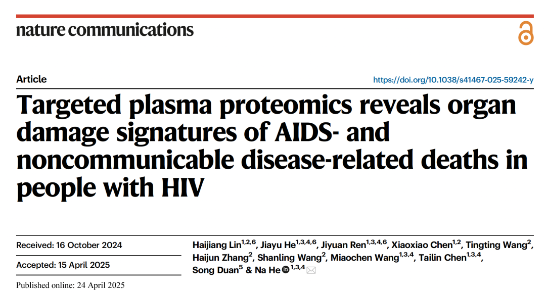 复旦公卫团队通过Olink蛋白组学队列研究揭示HIV感染死亡风险标志物