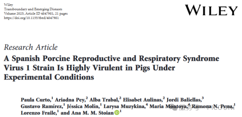 新研究分享 | 1型猪繁殖与呼吸综合征病毒对猪具有强毒力