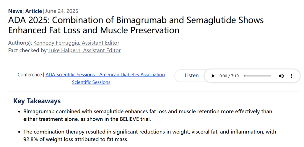 2025年美国糖尿病协会（ADA）发表文章标题及关键点