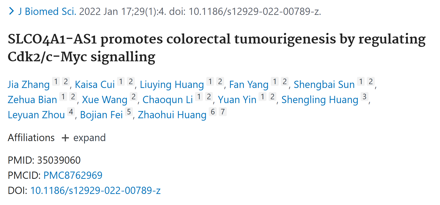 文献解析|SLCO4A1-AS1通过调控Cdk2/c-Myc信号通路促进结直肠癌发生的研究解析