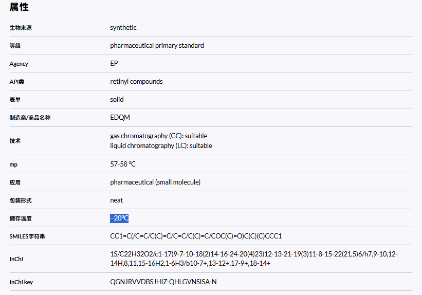 R0300000*SIGMA*维生素A醋酸酯