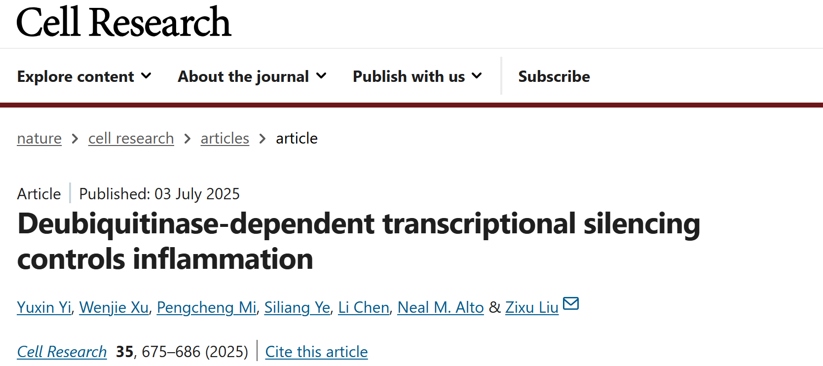 BMG LABTECH多功能酶标仪文献分享,西湖大学研究团队发表在Cell Research 上名为Deubiquitinase-dependent transcriptional silencing controls inflammation