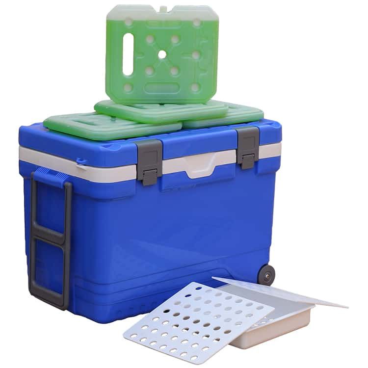 36L生物试剂便携式多功能拉杆保温箱户外车载冷藏箱PU带轮冷链箱