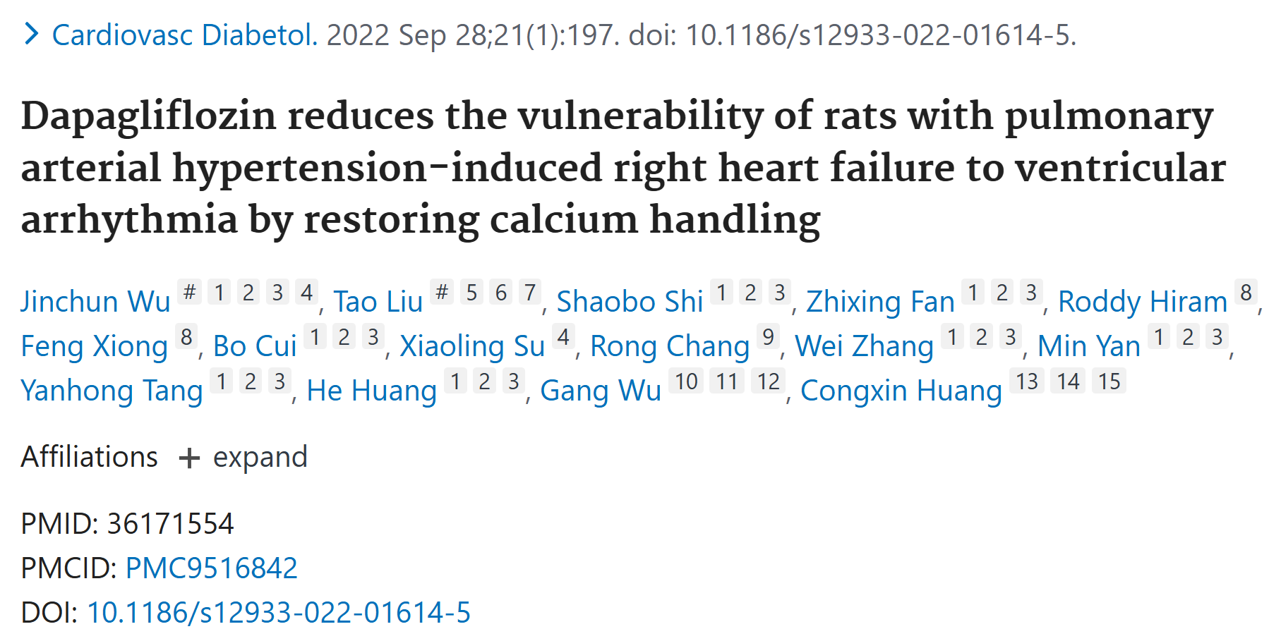 文献解析|达格列净通过恢复钙处理降低肺动脉高压诱导的右心衰竭大鼠室性心律失常的易感性