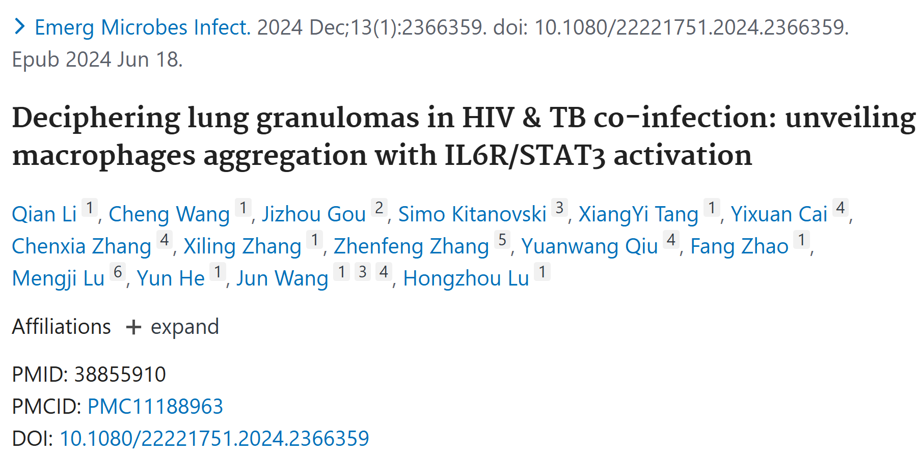 文献解析|深圳三院艾滋病研究团队在HIV与结核共感染领域取得重要研究成果