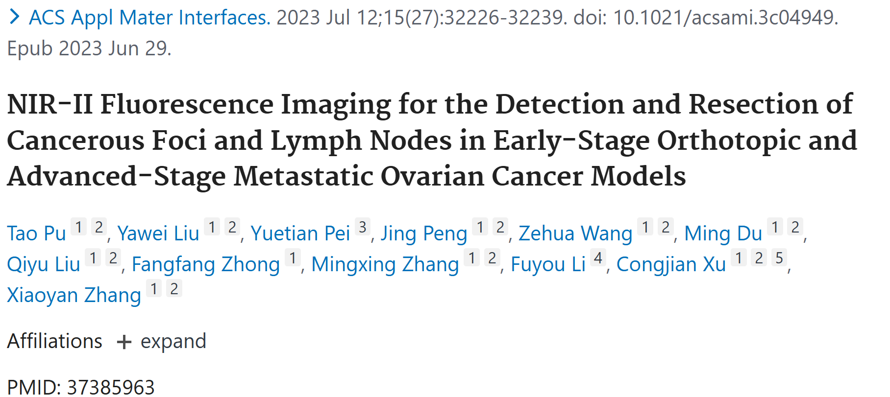 文献解析|NIR-II荧光成像技术在卵巢癌早期原位及晚期转移模型中的检测与手术切除应用解析