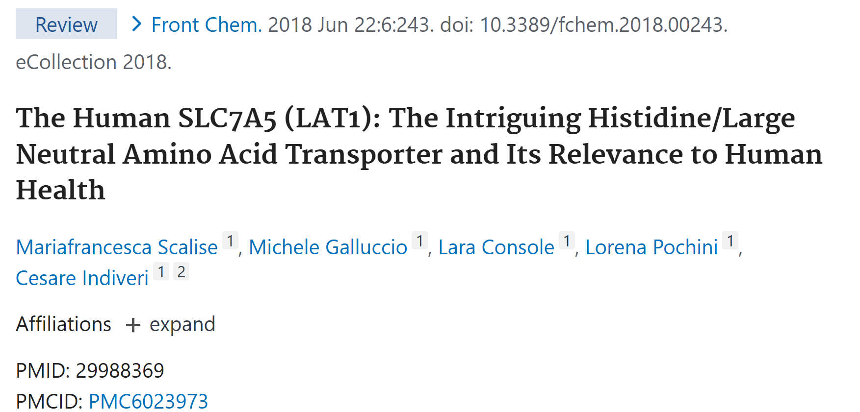 文献解析|SLC7A5（LAT1）：组氨酸/大中性氨基酸转运体及其与人类健康的密切关系