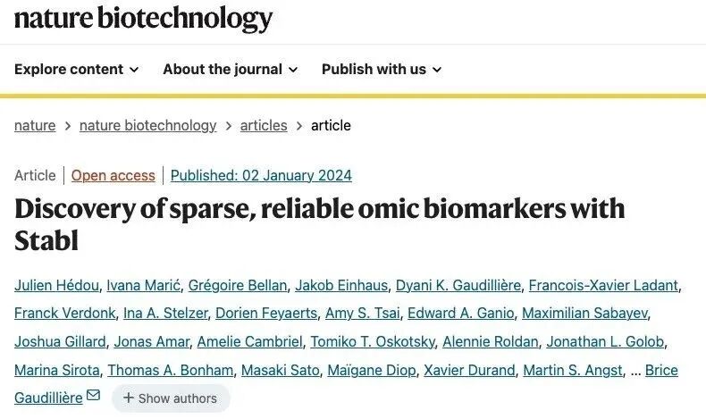Stabl 机器学习助力组学标志物优中选优（Nature子刊好文回顾）