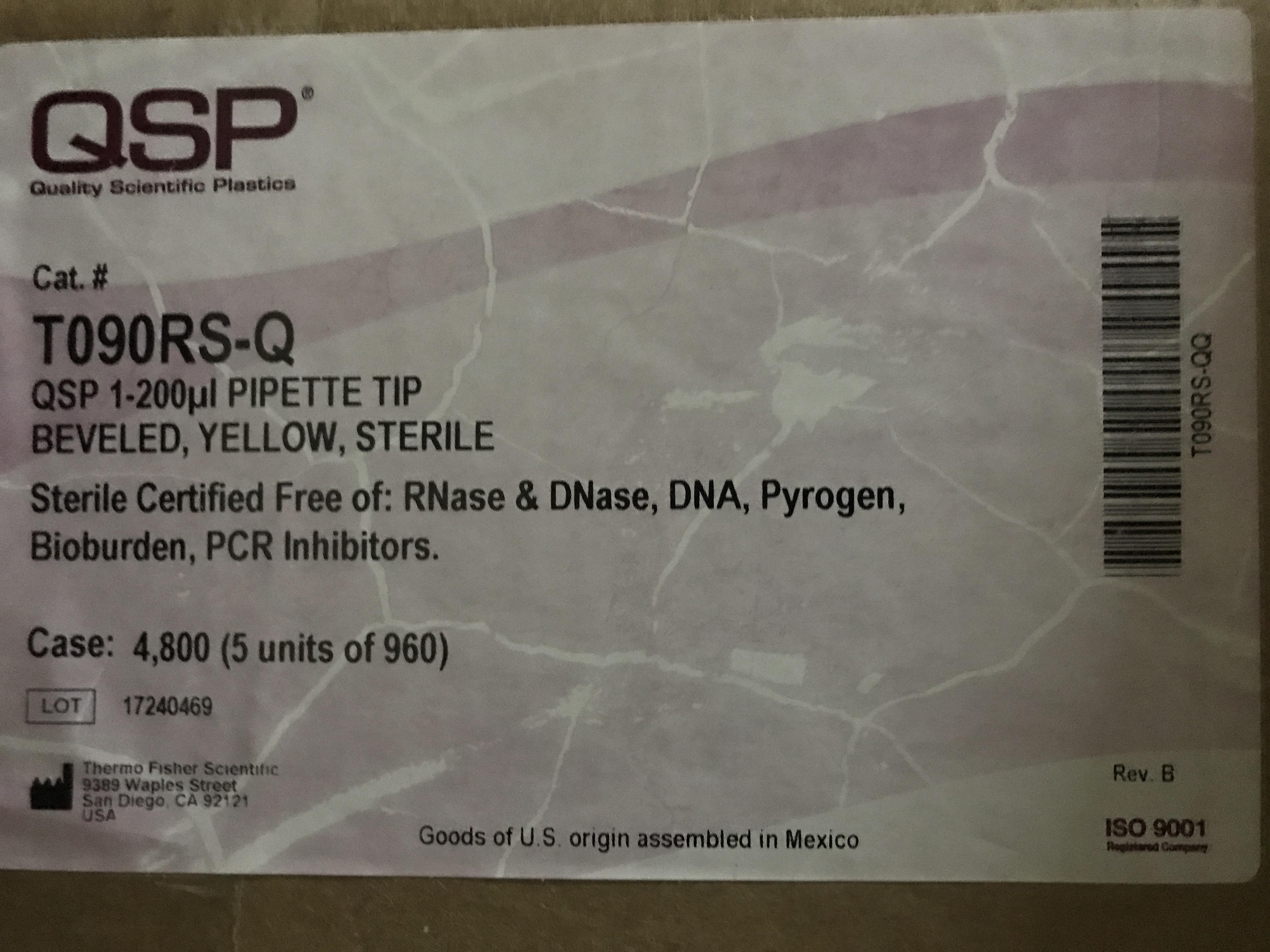 QSP货号T090RS-Q现货1-200μl收尖吸头(黄色)