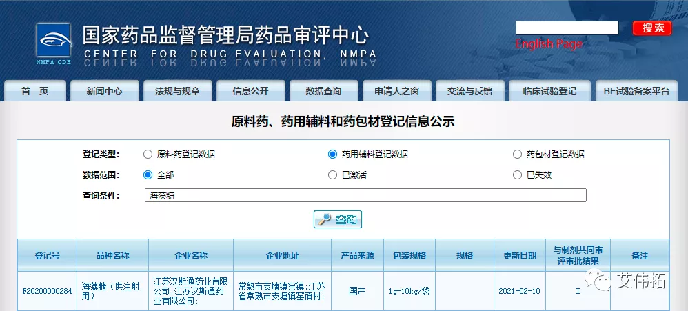 AVT海藻糖（供注射用）中美双报 登记号F20200000284