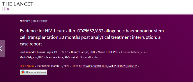 又一例艾滋治愈者出现后CCR5表示没有被HIV承包