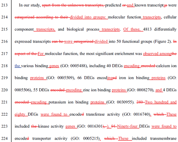 SCI论文英语润色范例，LetPub英文论文修改模板