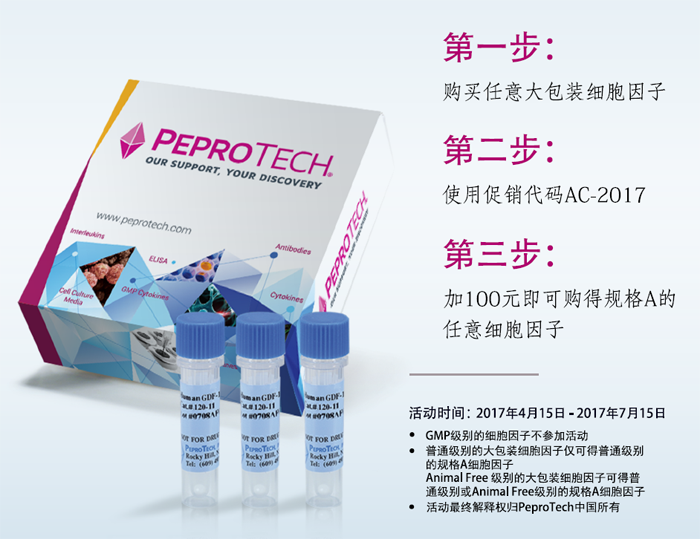 品牌焕新，100元购PeproTech细胞因子！