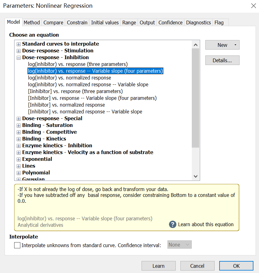 使用graphpad prism计算IC50