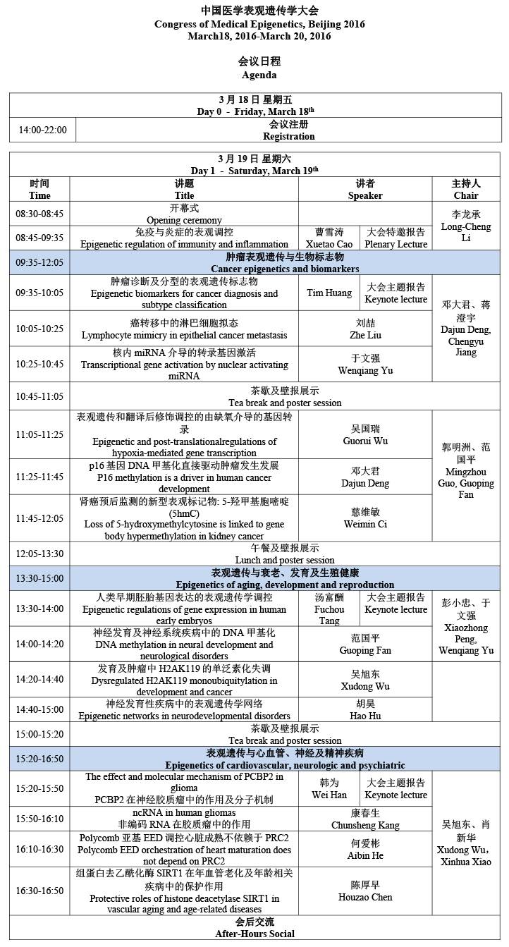 第一届中国医学表观遗传学大会.北京，都讲些啥？