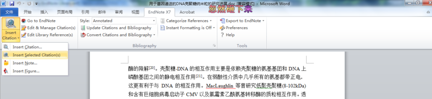 用Endnote在word中插入参考文献