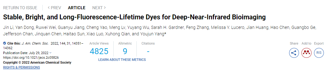 高性能深近红外荧光染料开启 NIR 成像领域新征程