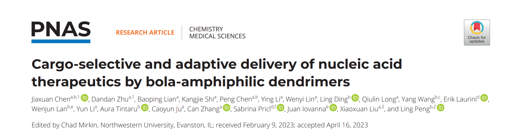【客户顶刊分享】中国药科大学刘潇璇团队在PNAS合作发表核酸药物递送的成果