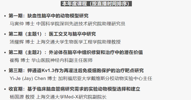 非常感谢一路相随，我很直接全都给你！卒中基础研究系列讲座视频回放合集