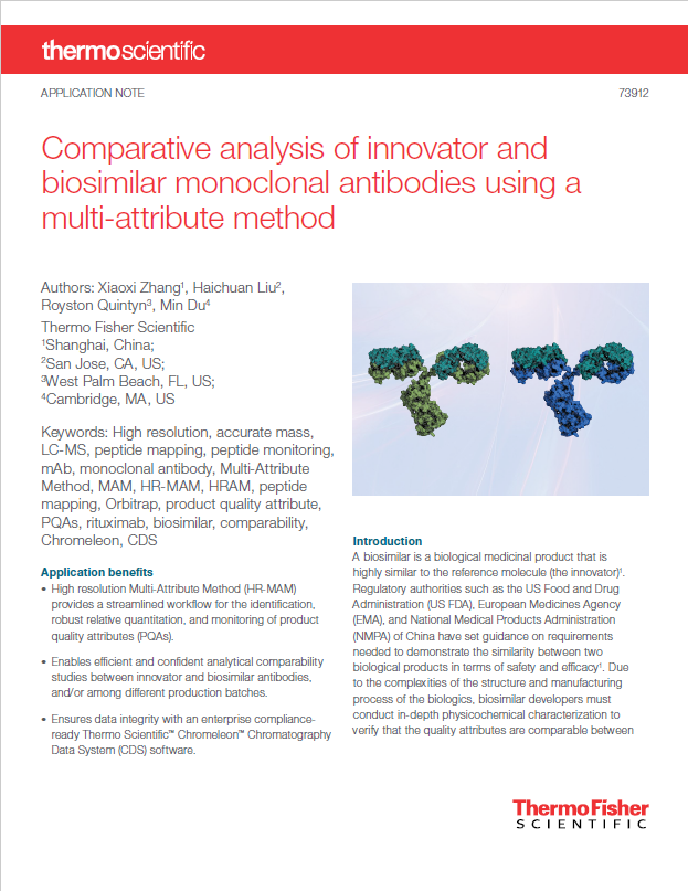 可比性研究|使用HR-MAM方法对原研药与其生物类似药进行可比性研究
