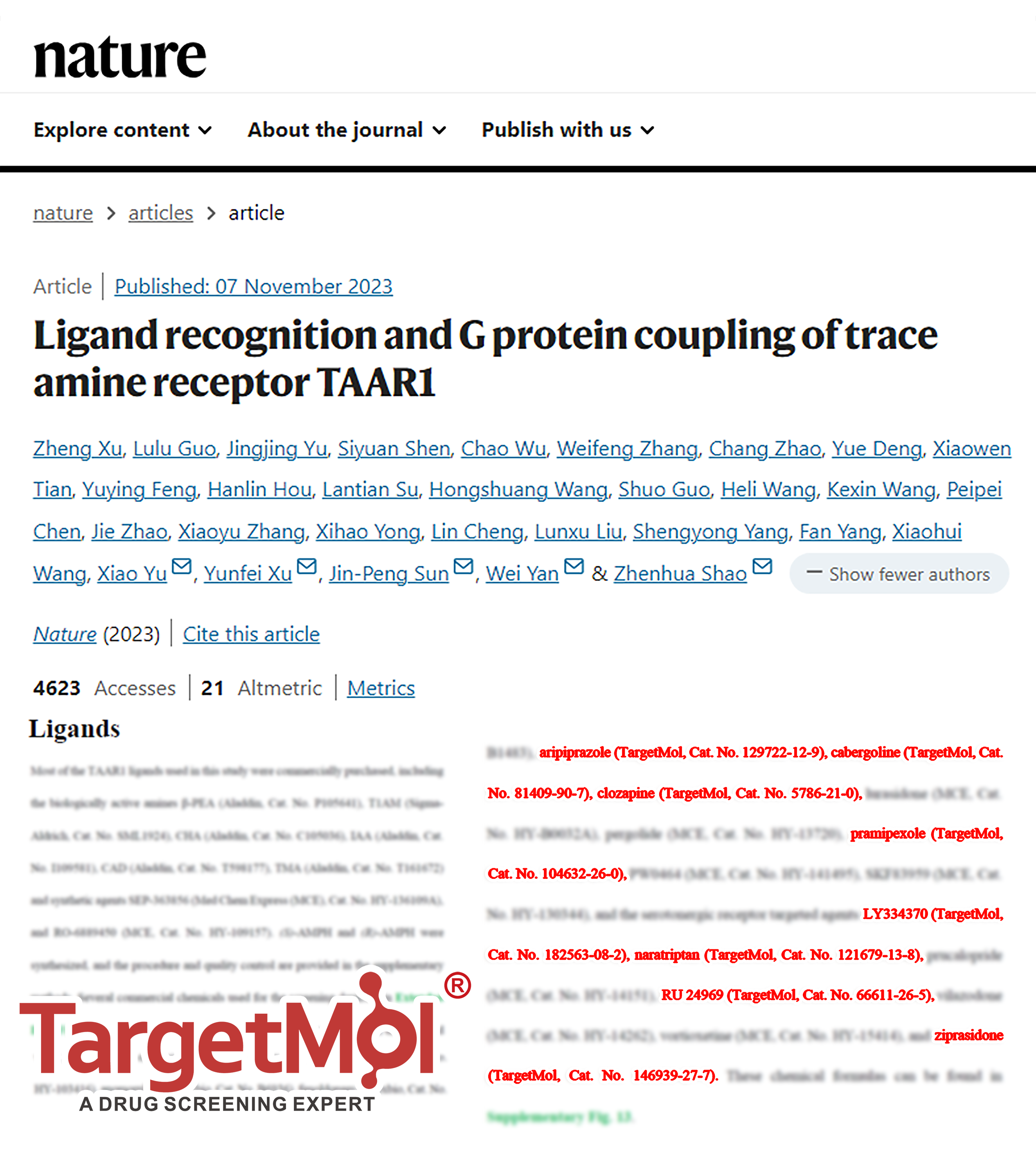 恭贺我司客户两篇Nature背靠背!揭秘TAAR1在药物成瘾和精神类疾病治疗中的巨大潜力!
