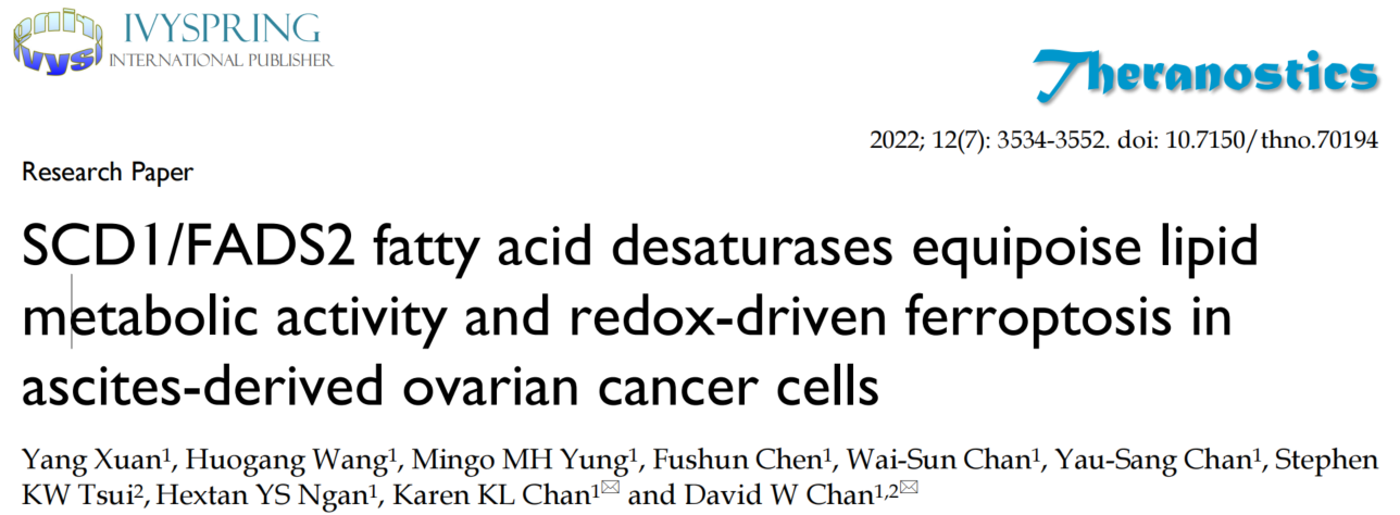 客户案例 | Theranostics：香港大学研究团队揭示SCD1/FADS2脂肪酸去饱和酶控制腹膜转移新机制