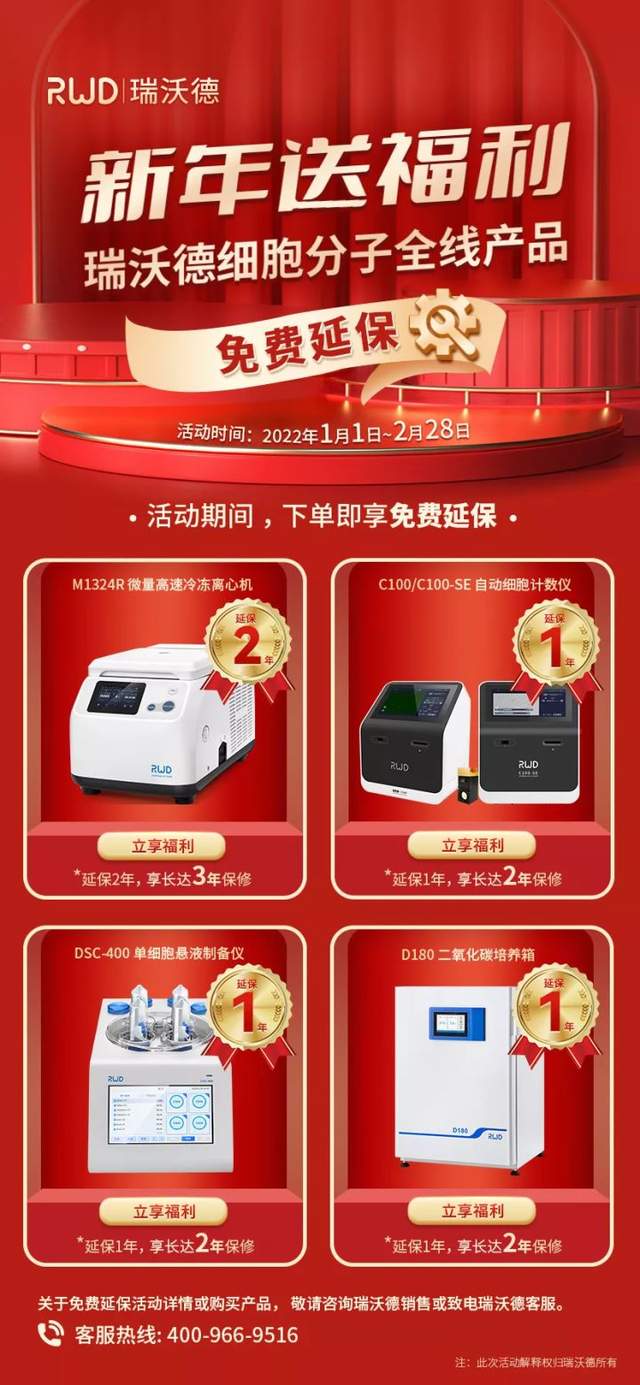 新年送福利 | 瑞沃德细胞分子全线产品免费延保
